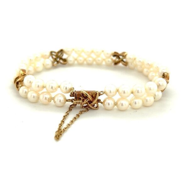 Mikimoto Estate Akoya Pearl Double Strand Bracelet 6.5" 14k Gold 5.5 mm M308 - Picture 4 of 9